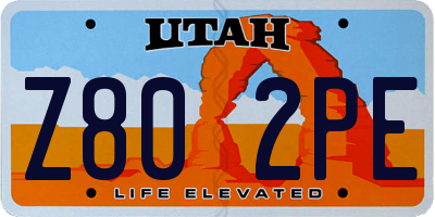UT license plate Z802PE