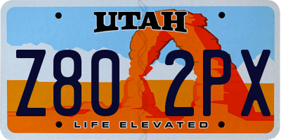UT license plate Z802PX