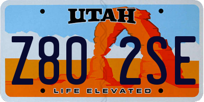 UT license plate Z802SE