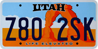 UT license plate Z802SK