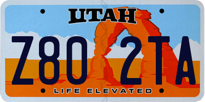 UT license plate Z802TA