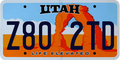 UT license plate Z802TD