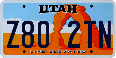 UT license plate Z802TN