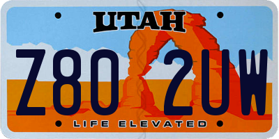 UT license plate Z802UW