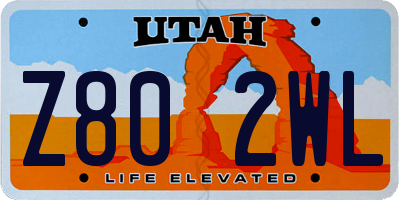 UT license plate Z802WL