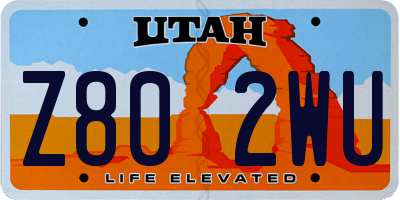 UT license plate Z802WU