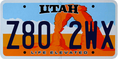 UT license plate Z802WX