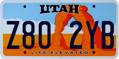 UT license plate Z802YB