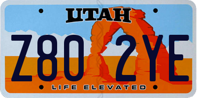 UT license plate Z802YE