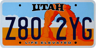 UT license plate Z802YG