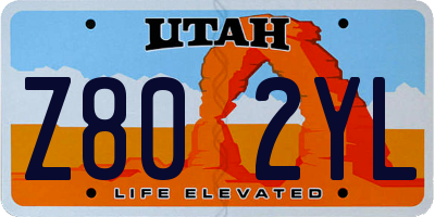 UT license plate Z802YL