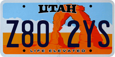 UT license plate Z802YS