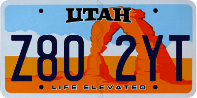UT license plate Z802YT