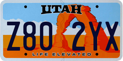 UT license plate Z802YX