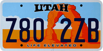 UT license plate Z802ZB