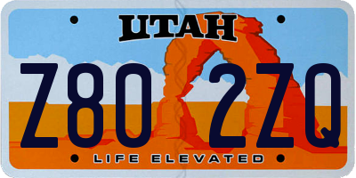 UT license plate Z802ZQ