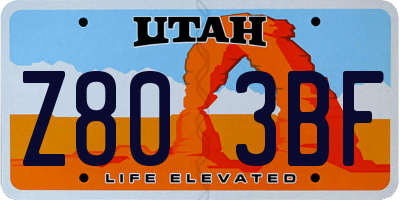 UT license plate Z803BF