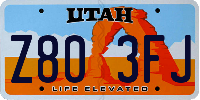 UT license plate Z803FJ
