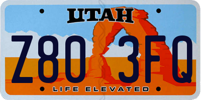 UT license plate Z803FQ