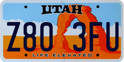 UT license plate Z803FU