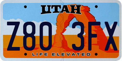 UT license plate Z803FX