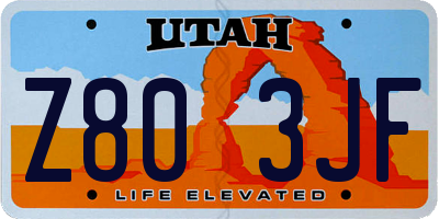 UT license plate Z803JF