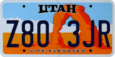 UT license plate Z803JR