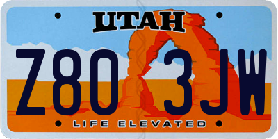 UT license plate Z803JW