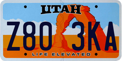 UT license plate Z803KA
