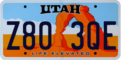UT license plate Z803QE