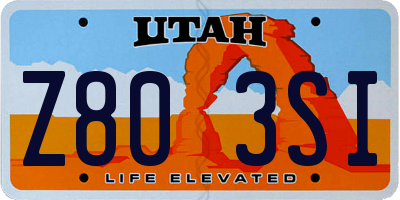 UT license plate Z803SI