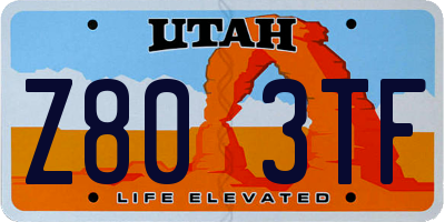 UT license plate Z803TF