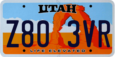 UT license plate Z803VR