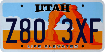 UT license plate Z803XF