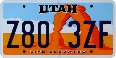 UT license plate Z803ZF