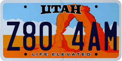 UT license plate Z804AM