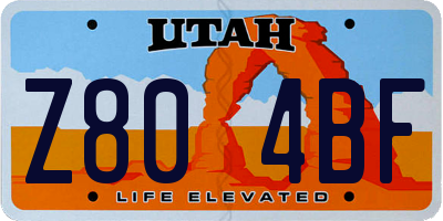 UT license plate Z804BF