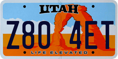 UT license plate Z804ET