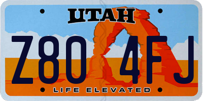 UT license plate Z804FJ