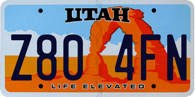UT license plate Z804FN