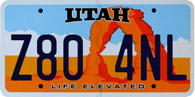 UT license plate Z804NL