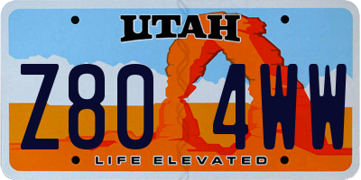 UT license plate Z804WW