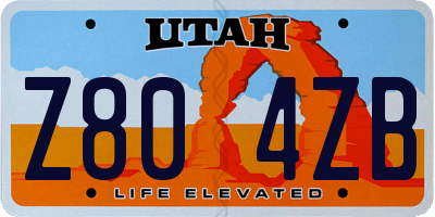 UT license plate Z804ZB
