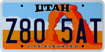 UT license plate Z805AT