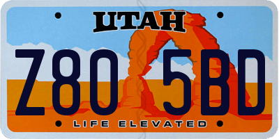 UT license plate Z805BD