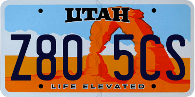 UT license plate Z805CS