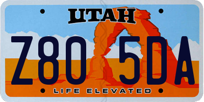UT license plate Z805DA