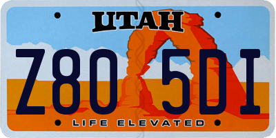 UT license plate Z805DI