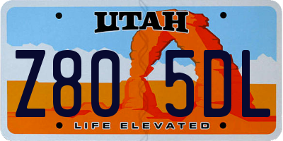 UT license plate Z805DL