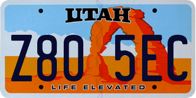 UT license plate Z805EC